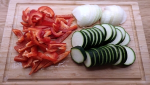 Zucchini, Paprika und Zwiebeln